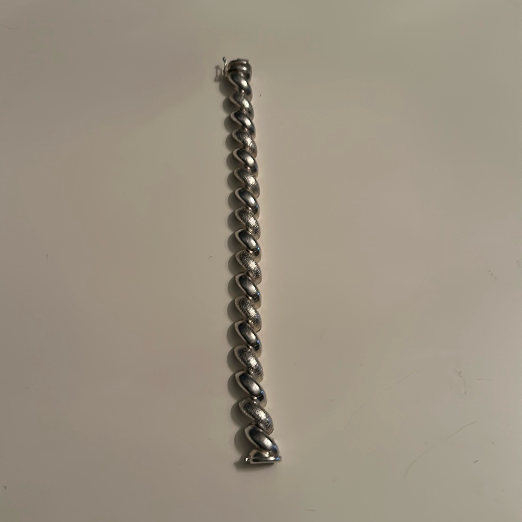 Vintage Italian Domed Link Sterling Silver Bracelet San Marco Link